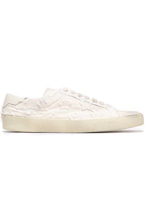 SAINT LAURENT Distressed canvas sneakers