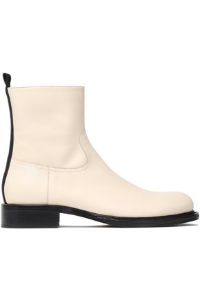 ANN DEMEULEMEESTER Grosgrain-trimmed leather ankle boots