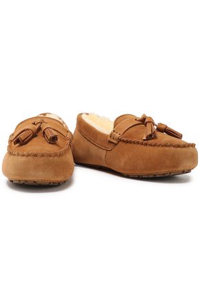 Australia Luxe Collective Tasseled Shearling Loafers In Camel
