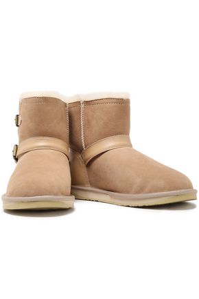 Australia Luxe Collective Woman Buckled Leather-trimmed Shearling Ankle Boots Sand