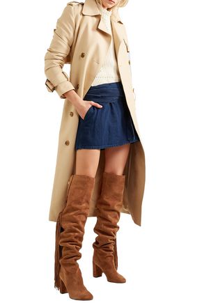 Chloé Fringed Suede Over-the-knee Boots In Camel