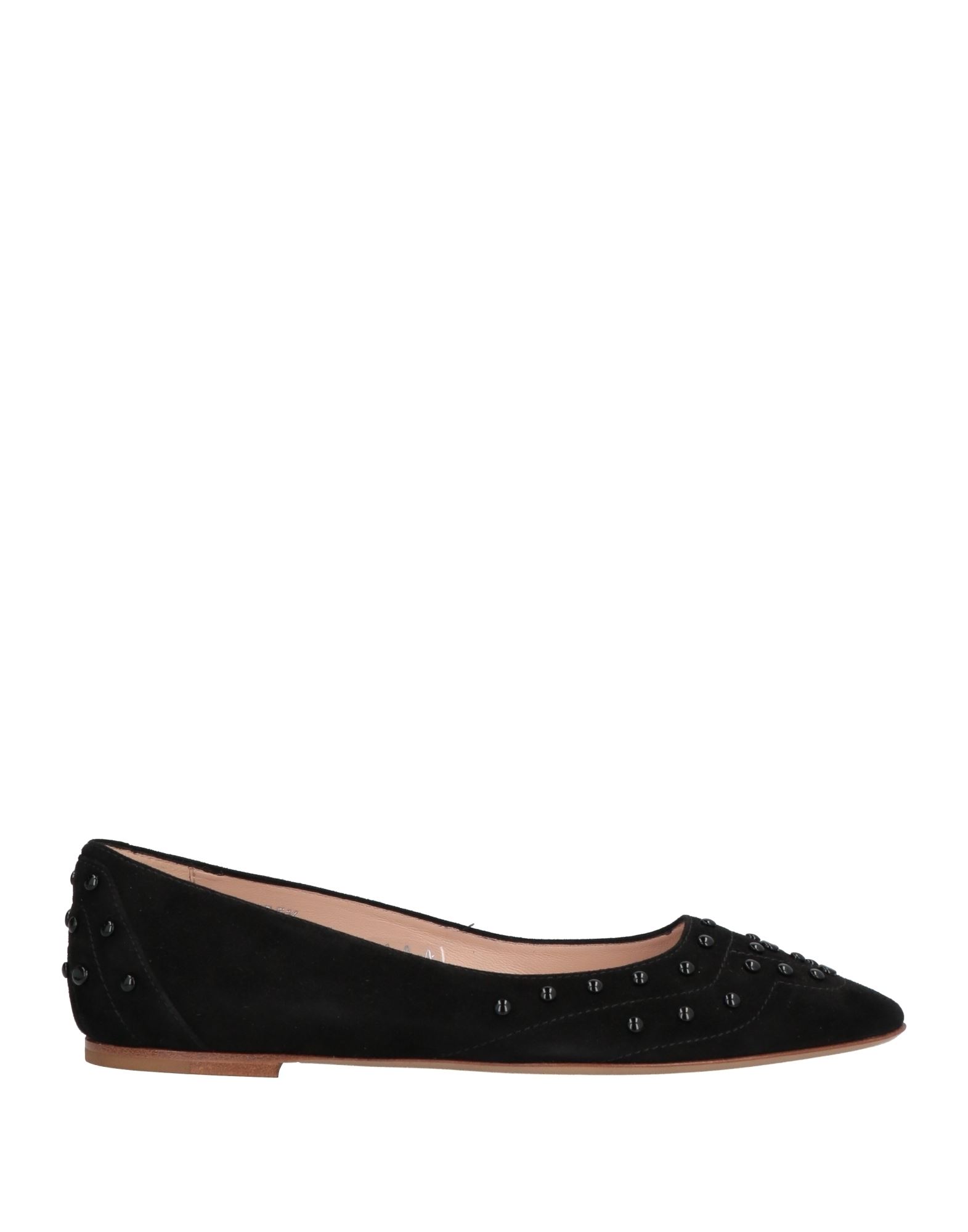 TOD'S TOD'S WOMAN BALLET FLATS BLACK SIZE 7.5 SOFT LEATHER