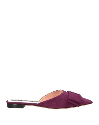 Rochas Woman Mules & Clogs Black Size 8 Leather In Purple