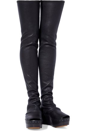 Rick Owens Drkshdw Studded Stretch-leather Platform Thigh Boots In Black