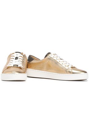Michael Michael Kors Woman Perforated Leather Sneakers Gold