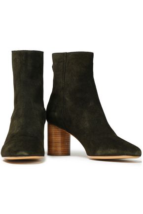 Sandro Suede Ankle Boots In Forest 