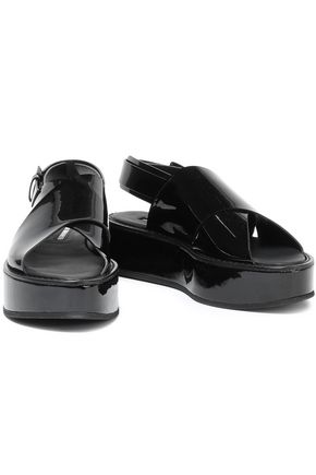 Ann Demeulemeester Patent-leather Platform Sandals In Black