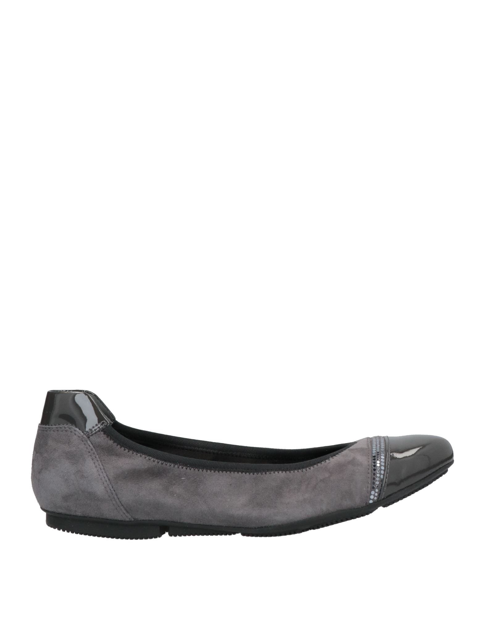 Shop Hogan Woman Ballet Flats Lead Size 5.5 Soft Leather In Grey
