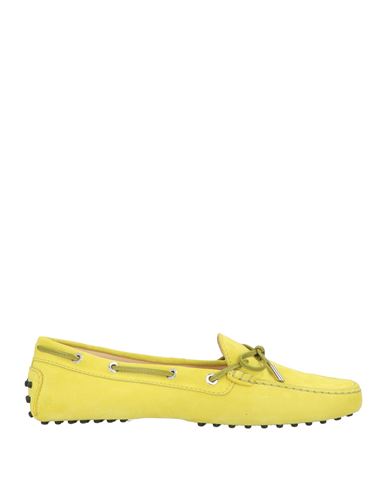 Tod's Woman Loafers Lime Green Size 8 Leather In Yellow
