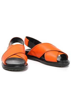 Marni Leather Slingback Sandals In Orange
