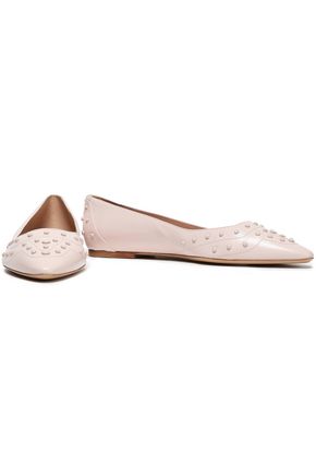 Tod's Studded Leather Point-toe Flats In Pastel Pink