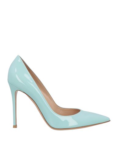 Gianvito Rossi Woman Pumps Sky Blue Size 8 Leather In Blue
