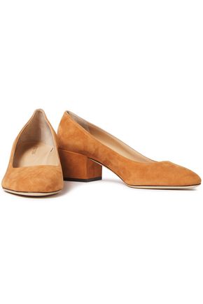 camel suede pumps