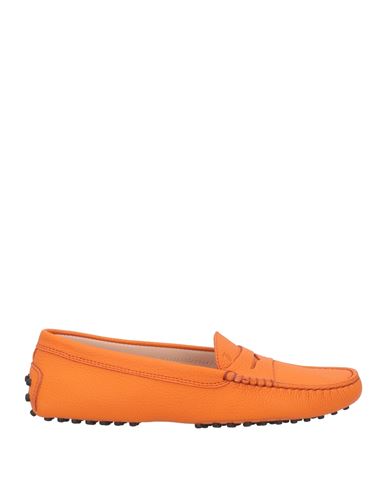 Tod's Woman Loafers Orange Size 7 Calfskin