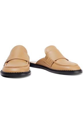 Marni Leather Slippers In Beige