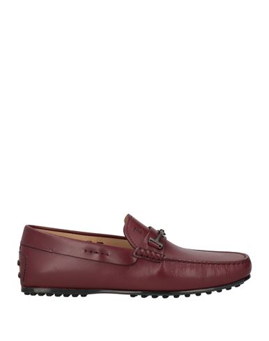 Tod's Man Loafers Plum Size 9 Soft Leather In Burgundy