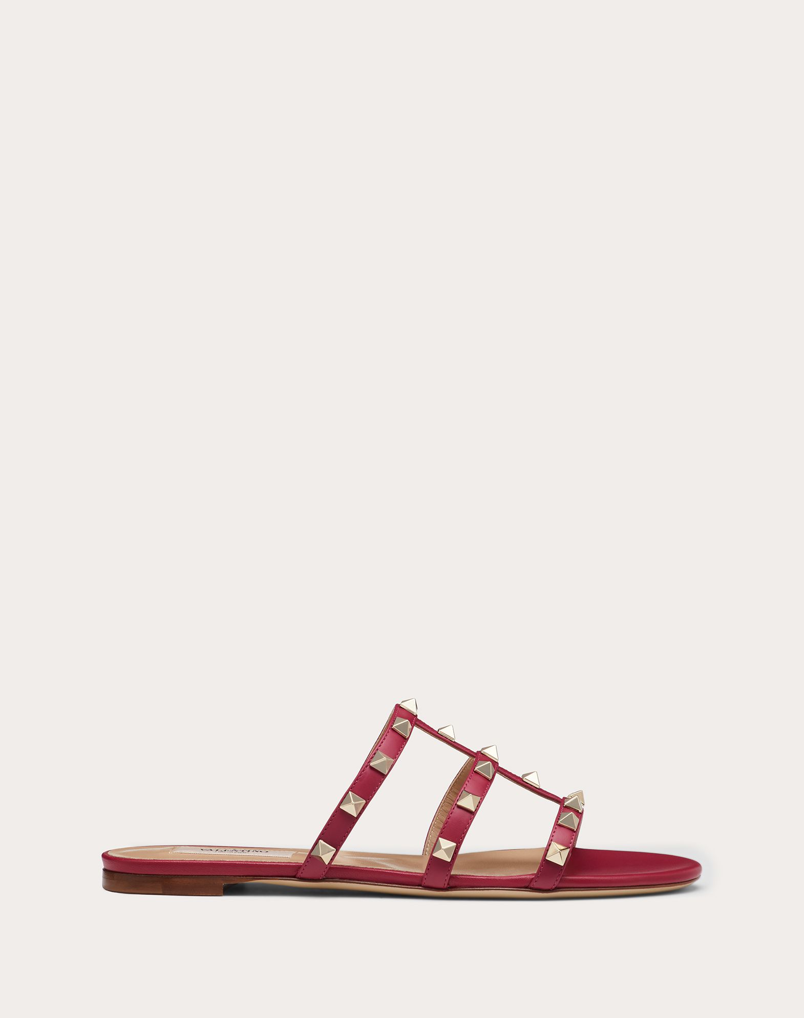 Rockstud Calfskin Leather Slide Sandal for Woman | Valentino Online ...
