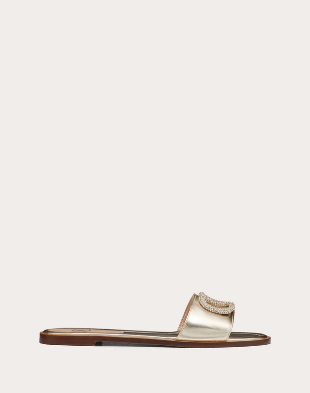 valentino v logo slide sandal