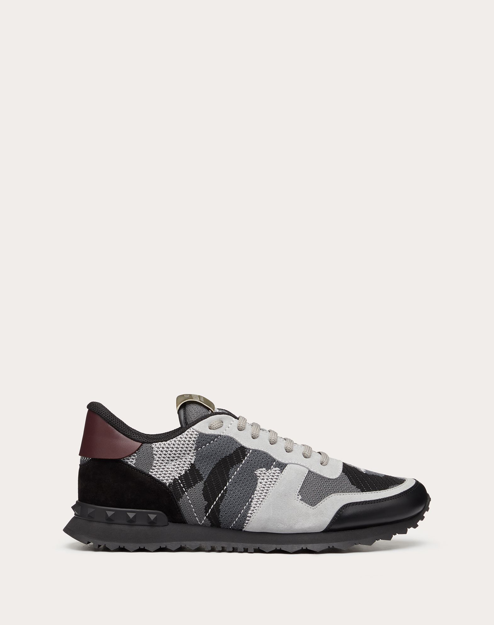 Valentino Men's Camo Mesh Rockrunner Sneakers In Grey
