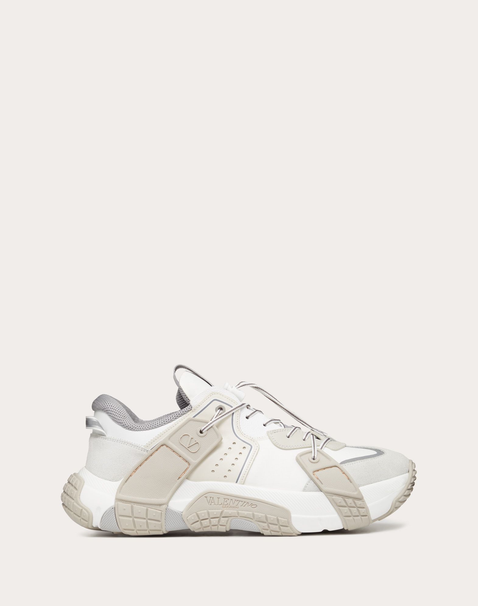 VALENTINO VALENTINO GARAVANI UOMO VLTN WOD SNEAKER IN FABRIC CALFSKIN AND SUEDE