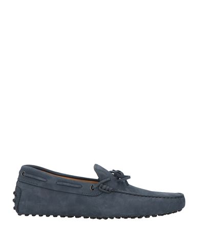 Tod's Man Loafers Slate Blue Size 9 Soft Leather In Blue