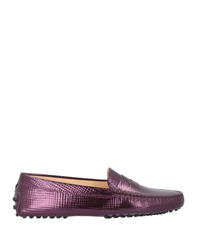 TOD'S TOD'S WOMAN LOAFERS PLUM SIZE 7 SOFT LEATHER 