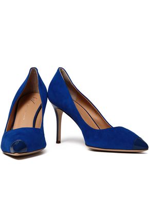 Giuseppe Zanotti Lucrezia 90 Patent Leather-trimmed Suede Pumps In Royal Blue