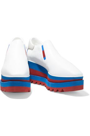 Stella Mccartney Elyse Color-block Faux Leather Platform Slip-on Sneakers In White