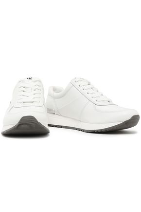 Michael Michael Kors Silver Tone-trimmed Leather Trainers In White