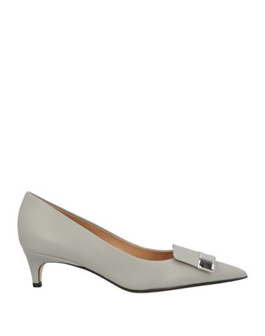 Sergio Rossi Woman Loafers Grey Size 6 Soft Leather