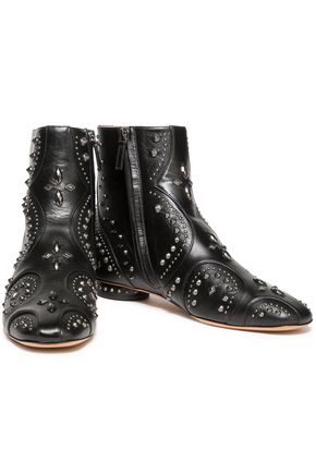 Valentino Garavani Woman Studded Leather Ankle Boots Black