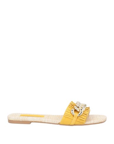 Miss Unique Woman Sandals Ocher Size 9 Soft Leather In Yellow