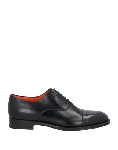 Santoni Man Lace-up Shoes Black Size 10 Soft Leather
