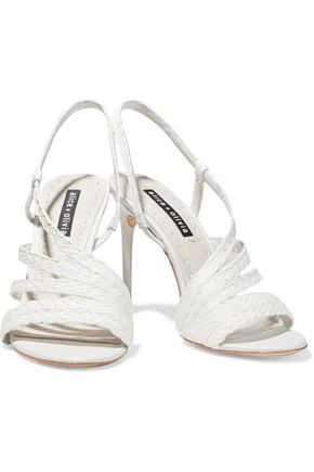 Alice And Olivia Fanniey Braided Raffia Slingback Sandals In White