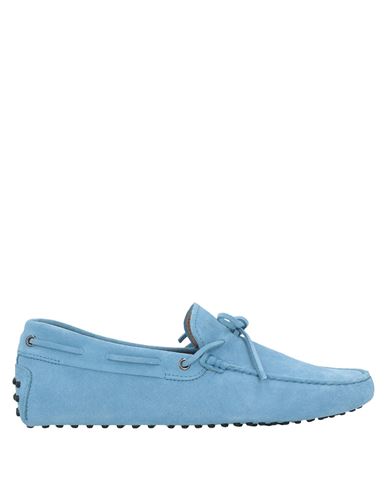 Tod's Man Loafers Sky Blue Size 8 Leather In Blue