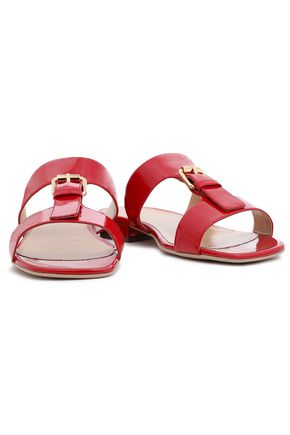 SERGIO ROSSI BUCKLE-DETAILED PATENT-LEATHER SANDALS,3074457345621841599