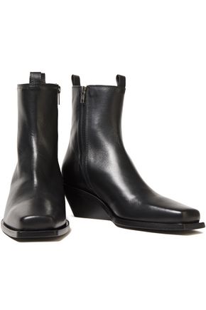 ANN DEMEULEMEESTER LEATHER WEDGE ANKLE BOOTS,3074457345622024688