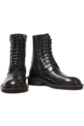 Ann Demeulemeester Knotted Leather Ankle Boots In Black