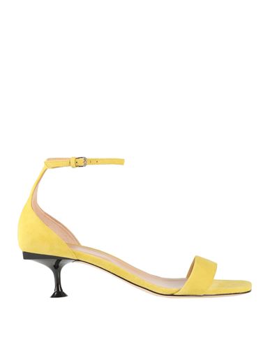 Sergio Rossi Woman Sandals Lime Green Size 8 Leather In Yellow