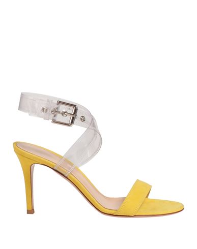 Gianvito Rossi Woman Sandals Yellow Size 7.5 Leather, Rubber