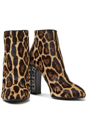 Dolce & Gabbana Embellished Leopard-print Calf Hair Ankle Boots In Animal Print