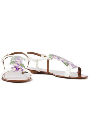 DOLCE & GABBANA PRINTED PATENT-LEATHER SANDALS,3074457345622003837