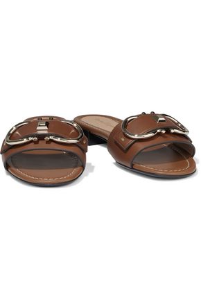 salvatore ferragamo solar embellished leather slides
