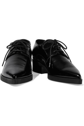 Stella Mccartney Faux Glossed-leather Brogues In Black