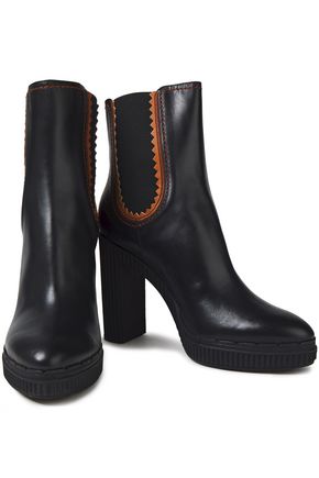 TOD'S LEATHER PLATFORM ANKLE BOOTS,3074457345622081872