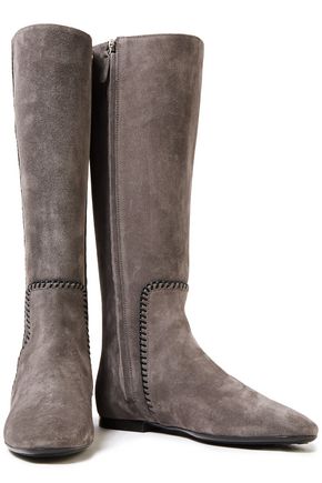 TOD'S LEATHER-TRIMMED SUEDE BOOTS,3074457345622063767