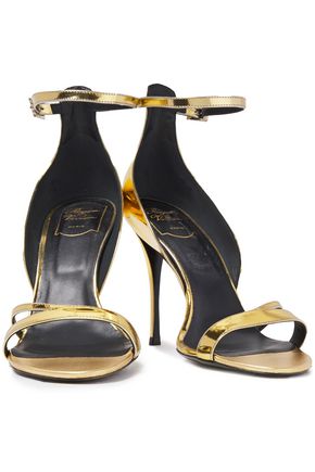 Roger Vivier Mirrored-leather Sandals In Gold