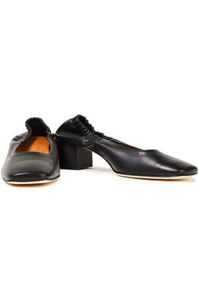 Atp Atelier Fiore Gathered Leather Pumps In Black