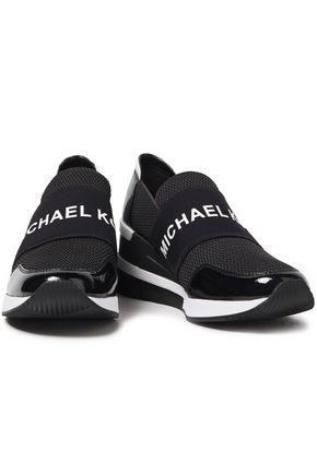 Michael Michael Kors Leather And Mesh Sneakers In Black