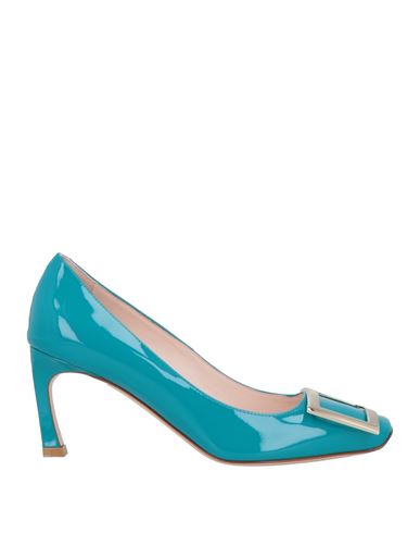 Roger Vivier Woman Pumps Turquoise Size 4 Leather In Blue